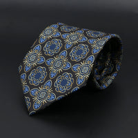 Vintage Men's Tie Geometry Paisley Khaki Blue Necktie Soft Chic Bohemian Print 9cm Ties For Men Wedding Business Daily Accessory