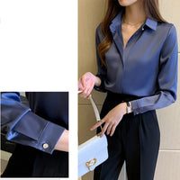 Satin Women's Shirt Long Sleeve Fashion Woman Blouse 2023 Solid Top Female Shirts and Blouse Basic Ladies Tops OL Women Clothing