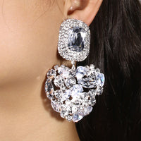 Stonefans Shiny Rhinestone Heart Dangle Earrings Luxury for Women Fashion Jewelry Square Earrings Statement 2024 Designer Y2k