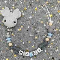 Free Handmade Personalized Name Baby Pacifier Clips Chains Silicone Beads Teether Teething Toys Dummy Holder Pacifier Chain Gift