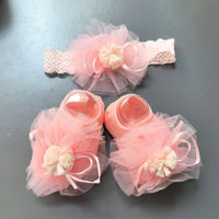 Cute Infant Headband Socks Combo - Breathable Bow Headband & Grip Socks for Baby (1 Set)