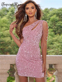 Sexy backless sequin mini summer dress women 2024 elegant luxury bodycon club birthday party dress prom evening dresses vestidos