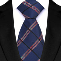 New Design Plaid & Checks 8cm Tie Red Blue Jacqurd Weave Neckties For Men Business Wedding Cravat Accessories Neck Ties Gifts