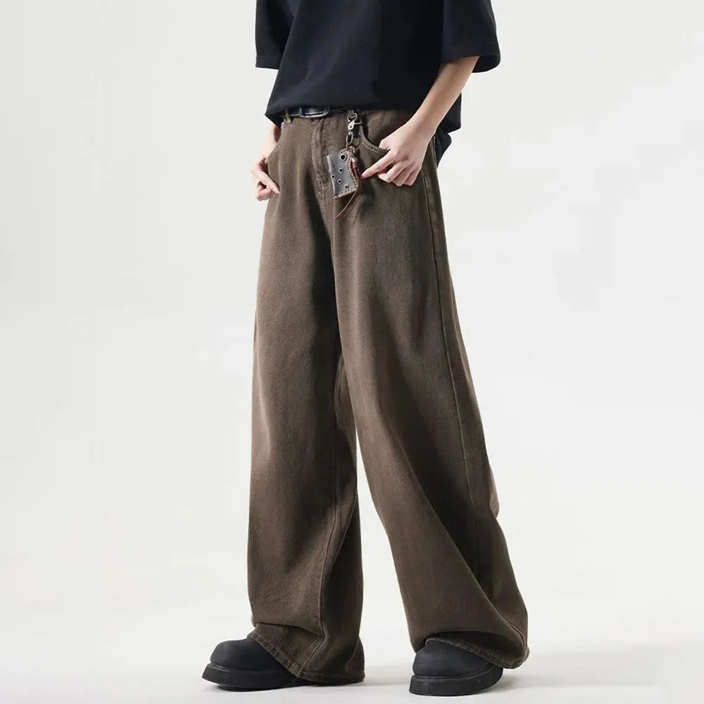 Mens Long Pants Washed Dyed Jeans Autumn Casual Hawaiian Daily Wear-Resistant American Style Pants Men's Clothing Unisex 2024