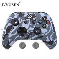 IVYUEEN Silicone Protective Skin Case for XBox One X S Controller Protector Water Transfer Printing Camouflage Cover Grips Caps