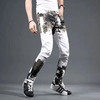 Jeans for Men Trousers White Skinny Slim Fit Man Cowboy Pants Tight Pipe Designer Stacked Japanese Street Style Aesthetic Goth