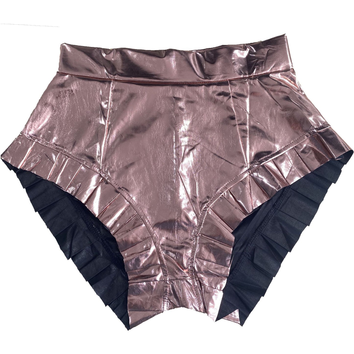 Sexy Ladies Fashion Shiny Metallic Biker Shorts Women Summer Glitter Party Night ClubWear Bodycon Pleated Ruffle Hot Short Pants