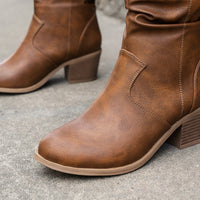 Boots Frayed One Foot Den Small Heel Mid Western Cowboy Women's Boots Mid Boots Fashion Women's Boots