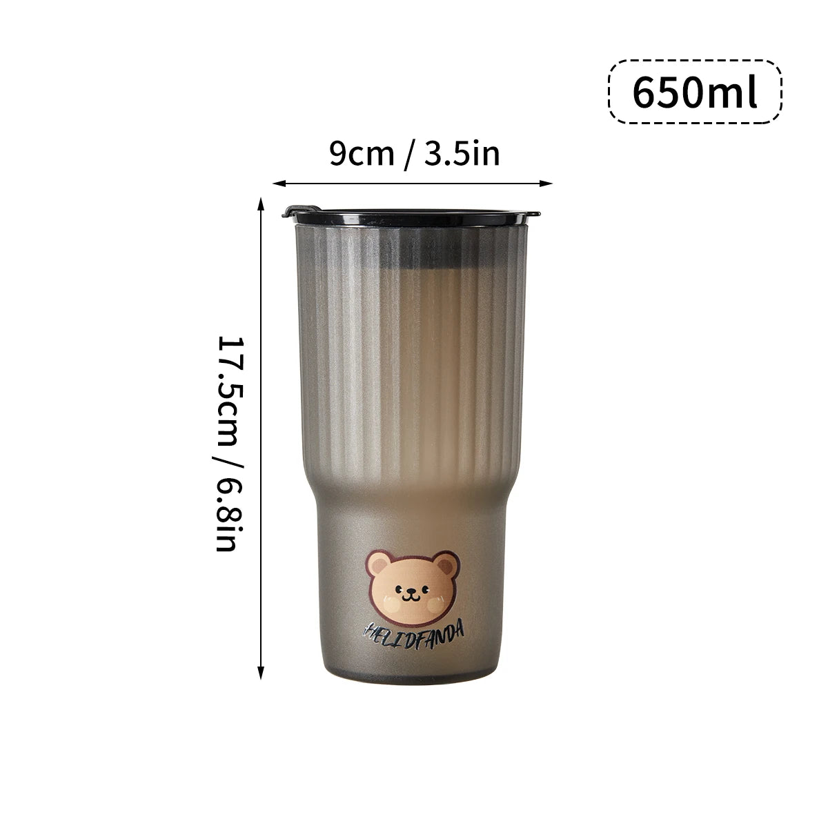WORTHBUY Cute Bear Plastic Water Cup Large Capacity Water Bottle Travel Leak-proof Tumbler With Lid Portable Milk Coffee Cups