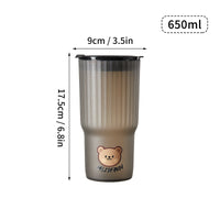 WORTHBUY Cute Bear Plastic Water Cup Large Capacity Water Bottle Travel Leak-proof Tumbler With Lid Portable Milk Coffee Cups