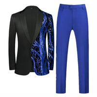 Red Sequin Blazer & Pants Set , Men's Shiny Party Outfit Suits for Weddings, Concerts & Festive Celebrations