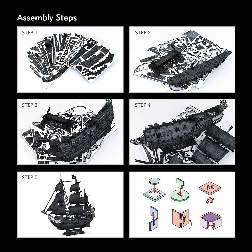 CubicFun 3D Puzzles Ship from PL/US/RU LED Flying Dutchman Pirate Ship Model Queen Anne Revenge Sailboat Titanic Ship Jigsaw