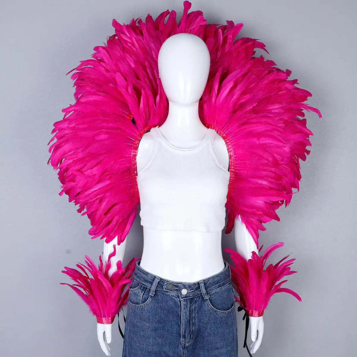 Elegant Women's 2-Piece Shawl Set Cosplay Feather Punk Style for Halloween Masquerade Ball Party Carnival New