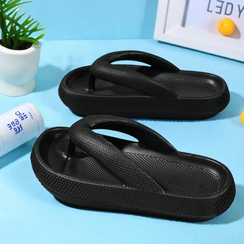 Ladies Lightweight Solid Color Sandals - Casual Indoor/Outdoor Couples Flip Flops, Comfortable Slip-On Beach Footwear