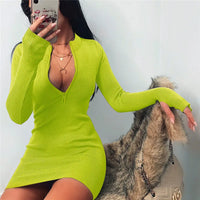 Sexy Long Sve Wrap around Zipper Neline Dr Street Sle High Waist Thiened Autumn Winter New Arrival Women's Dr