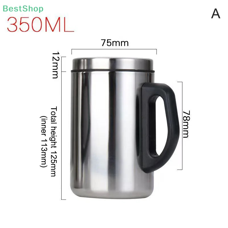 ★★★Stainless Steel Double-layer Mug With Lid, Office Insulated Insulated Mug With Handle