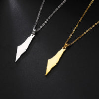 Skyrim Israel and Palestine Map Pendant Necklace for Women Men Stainless Steel Gold Color Neck Chains Country Geography Jewelry