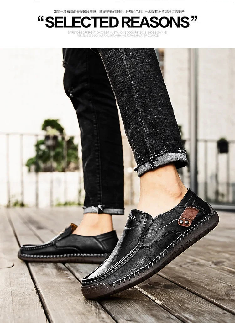 Mens Loafers Breathable Slip on Italian Driving Shoes Chaussure Homme Genuine Leather Men Handmade Casual Shoes