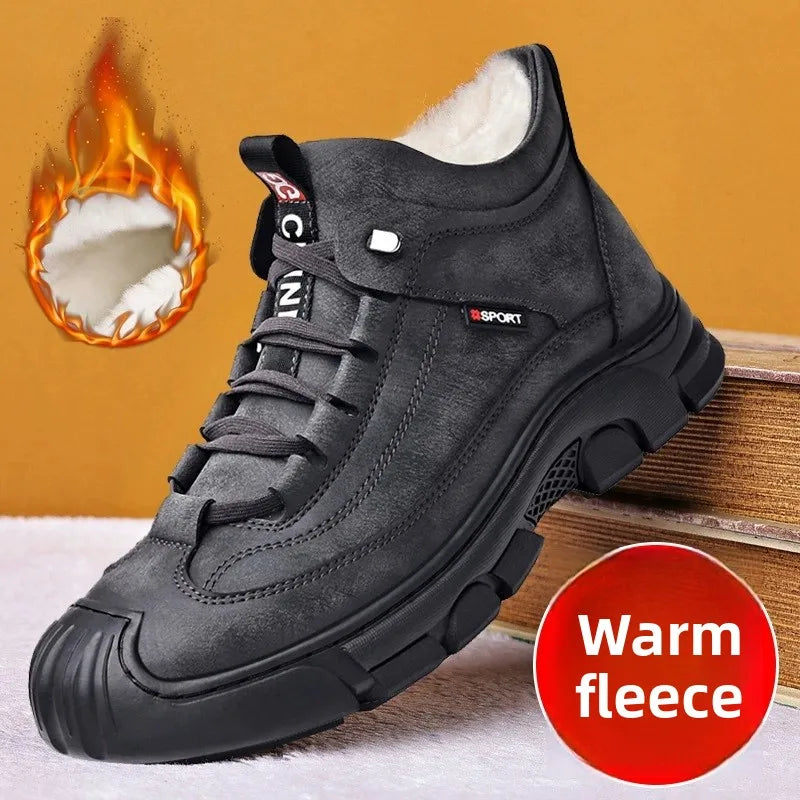 Winter cotton shoes for men with plush warm snow boots high top comfortable non slip wear-resistant outdoor casual shoes
