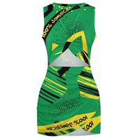 Plus Size Jamaica Flag Colors Bodycon Dress Female Green Yellow Cute Dresses Spring Sleeveless Street Style Graphic Dress Big Size