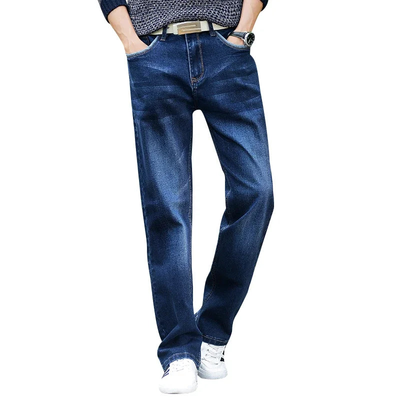 Mens Wide Leg Jeans Slightly Flared Slim Fit Famous Brand Blue Black jeans Designer Classic Male Stretch Denim pantd
