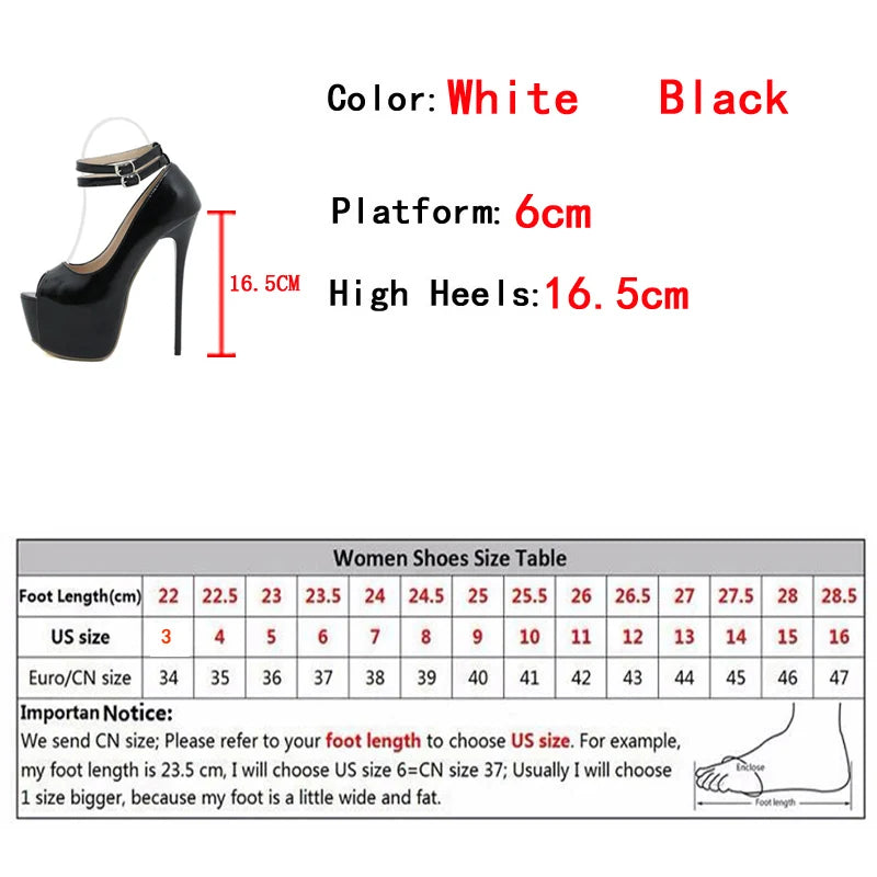 Liyke Fashion Design Double Buckle Strap Platform Sandals Women Pumps Sexy Peep Toe 16.5CM Super High Heels Stripper Shoes White