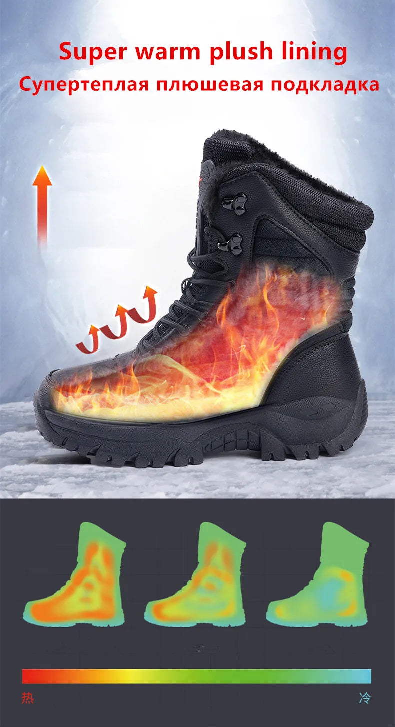 Winter Boot Men's High-top Waterproof Ankle Boots Men Thick Plus Warm Large Size Snow Hiking Boots Outdoor Cotton Shoes Sneakers