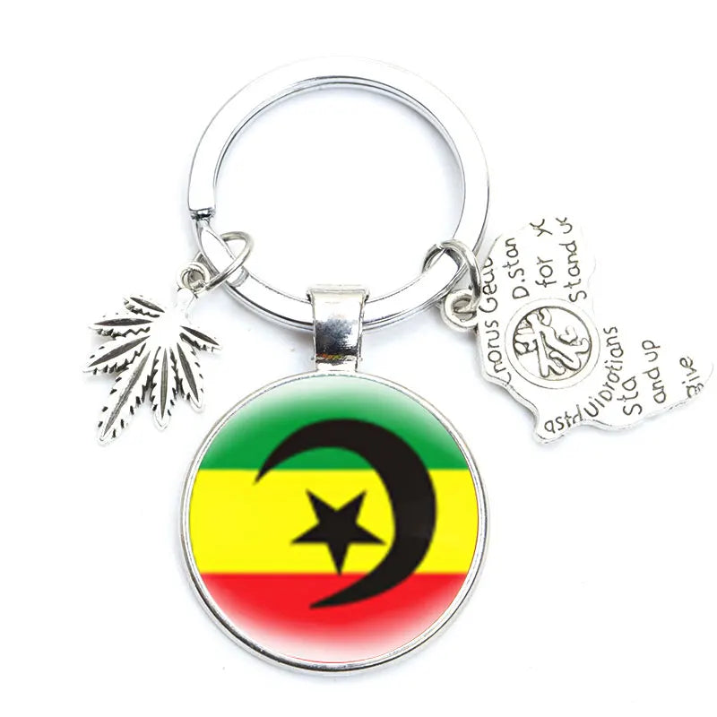 New Jamaica Singer Bob Marley Hip Hop Keychain Reggae Music Song One Love Harajuku Glass Dome Key Ring Jewelry Fans Souvenirs