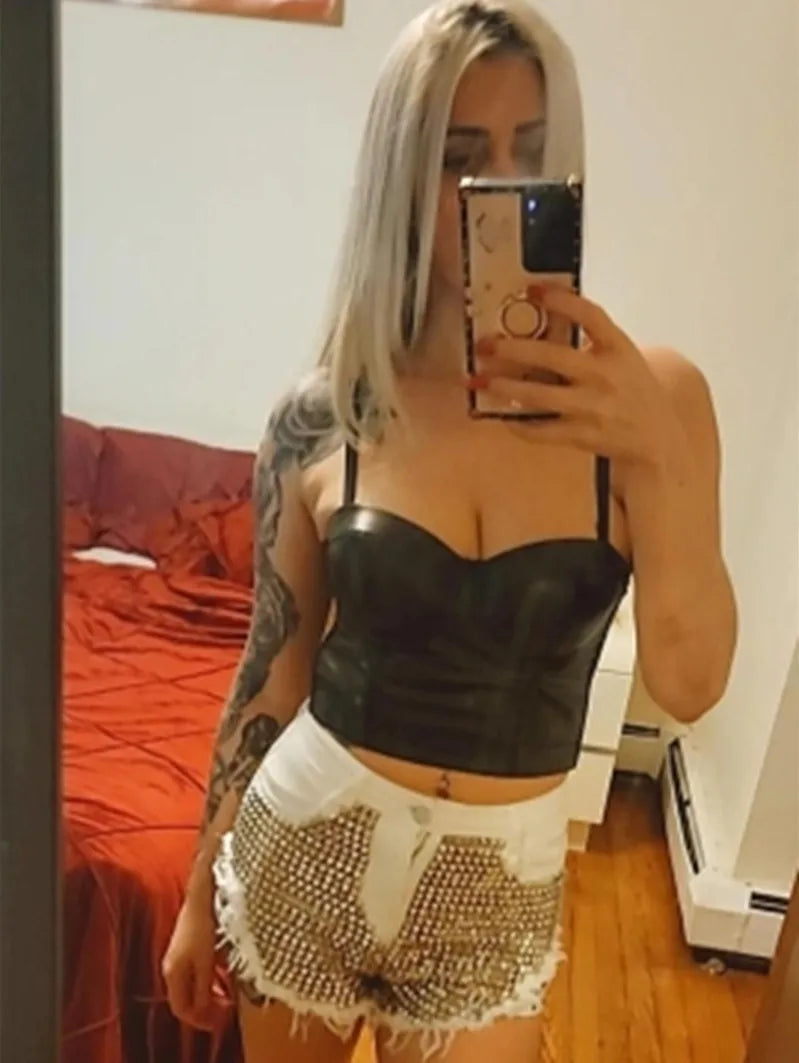 Rivet denim shorts summer spring women high waist loose tassel jeans shorts