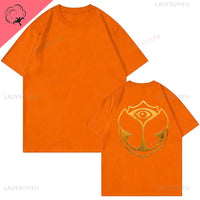 2025 Tomorrowlands Music EDC Electric Syllabic Wear Around The Disco Clothes Pure Cotton Man Women T-shirt Round Collar Tops