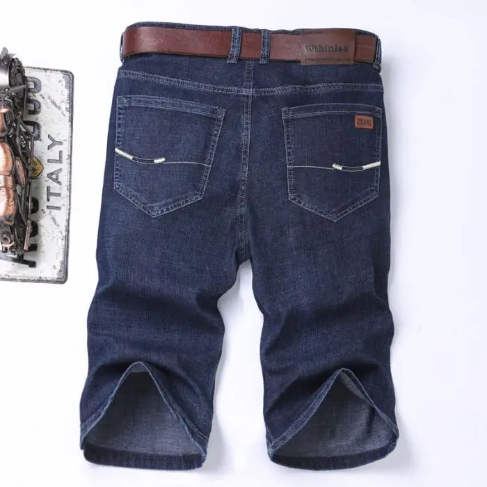 2025 New Denim Shorts for Men's Spring and Summer Trendy Brand Thin, Elastic, Loose, Straight, Casual, Five Point Middle Pants