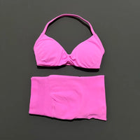 2 Piece Sport Set Women Seamless Yoga Tank Bra High Waist Scrunch Bum Gym Shorts Sets Fitness Running Workout Suit