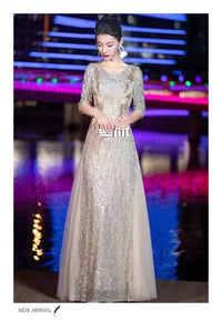 Evening Gown High-end Banquet Niche Light Luxury Host Steel Companion Conductor Choir Performance Costume Women's Long Dress WLF