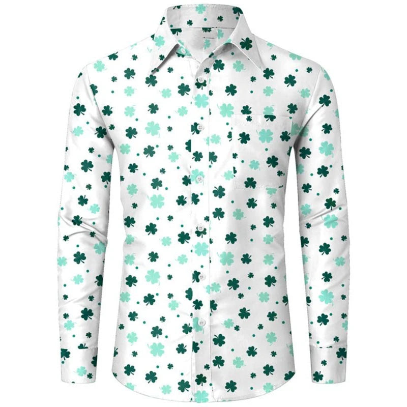 Men's shirt pattern shirt 3D printed shirt outdoor street long sleeved V-neck clothing fashion designer casual and comfortable