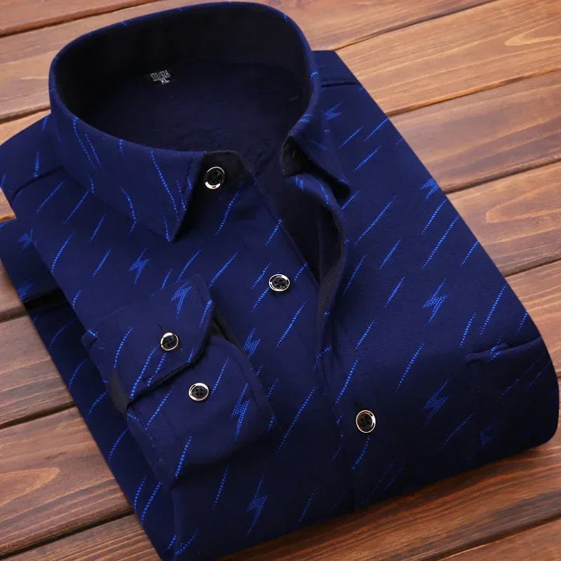 New Design Autumn Winter Warm Plaid Shirts for Men Evening Business Office High Quality Men's Winter Clothing Fashion Tops 2026