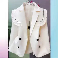 2025 Spring Autumn Suit Jacket Women's Blazer Fashion Mushroom Edge Suit Shawl Detachable Collar Sweet High End Korean Jacket