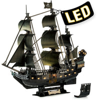 CubicFun 3D Puzzles Ship from PL/US/RU LED Flying Dutchman Pirate Ship Model Queen Anne Revenge Sailboat Titanic Ship Jigsaw