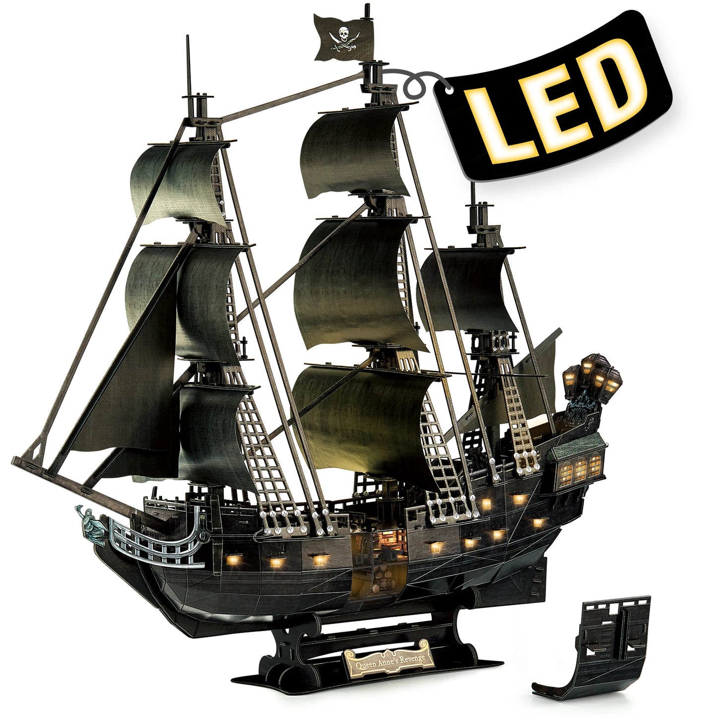 CubicFun 3D Puzzles Ship from PL/US/RU LED Flying Dutchman Pirate Ship Model Queen Anne Revenge Sailboat Titanic Ship Jigsaw