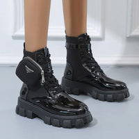 Women Boots Motorcycle Casual Shoes New Woman Leather Minimalist Classic Punk Female Mary Jane Goth Shoes Platform Boots Women