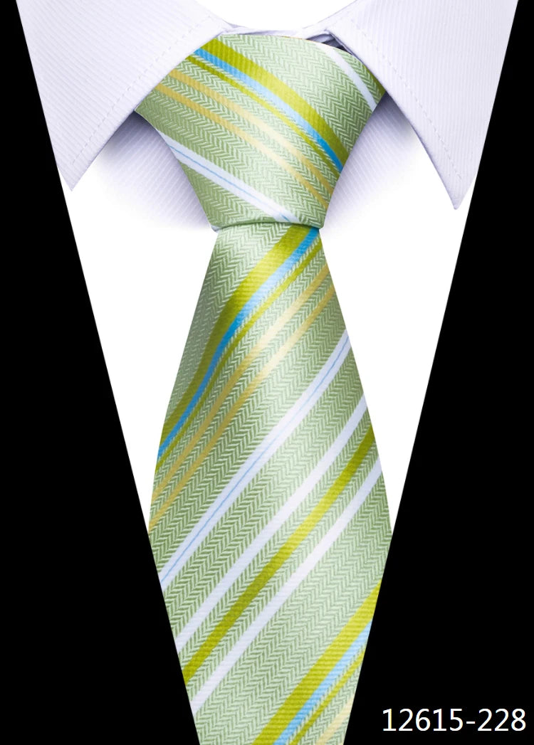 Newest Style 8 cm Necktie Man Blue Golden Striped Wedding Accessories Performance Tie Men Necktie Gravatas Fit Business