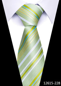 Newest Style 8 cm Necktie Man Blue Golden Striped Wedding Accessories Performance Tie Men Necktie Gravatas Fit Business