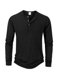 Men's T Shirt Autumn Button Long Sleeve Henley Neck T-Shirt Solid Color Casual Breathable Versatile Tops Fashion Slim T-Shirts