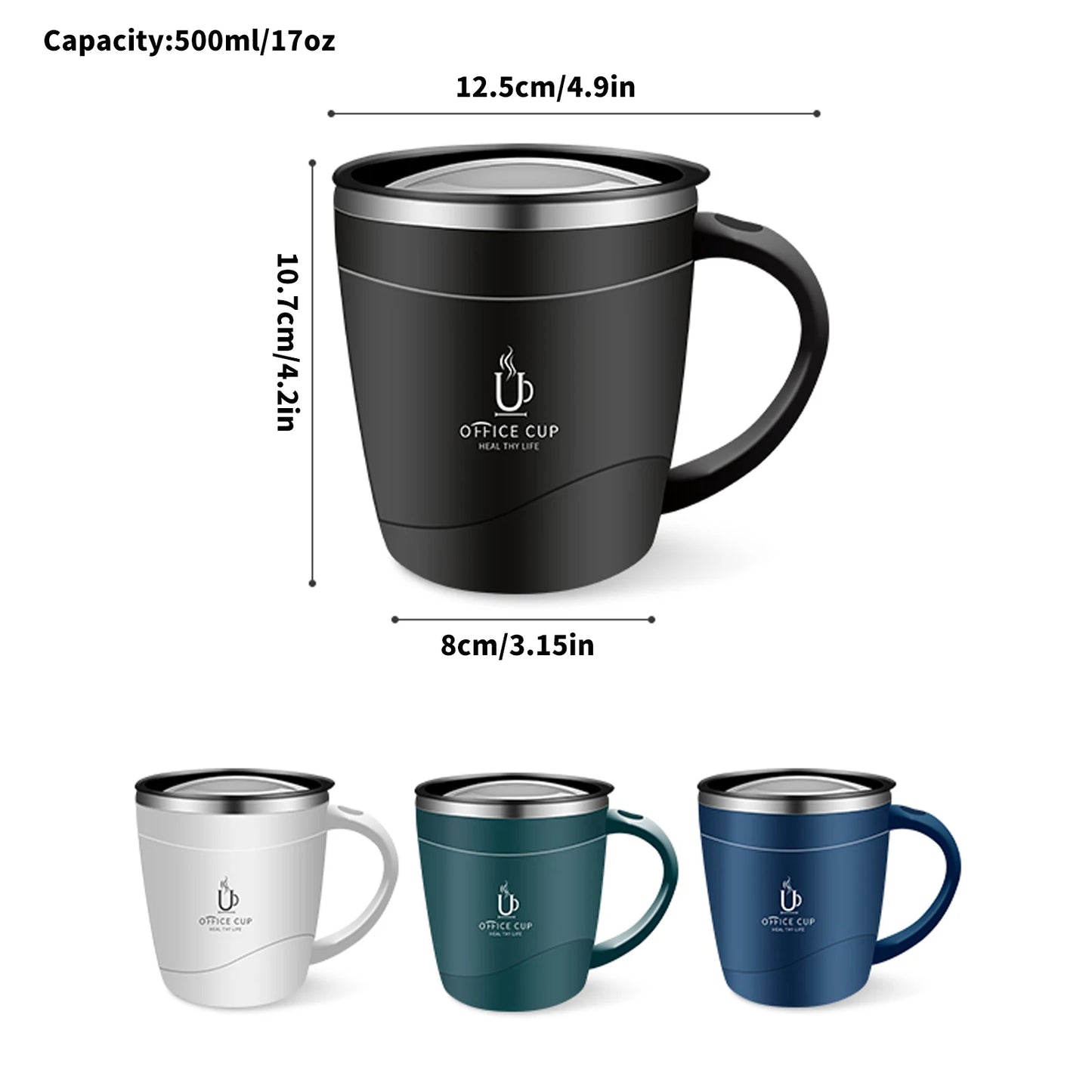 304 Stainless Steel Coffee Cup Mug With Lid Insulated Coffee Mug Double Wall Coffee Tumbler With Handle Heat-resistant Drinkware