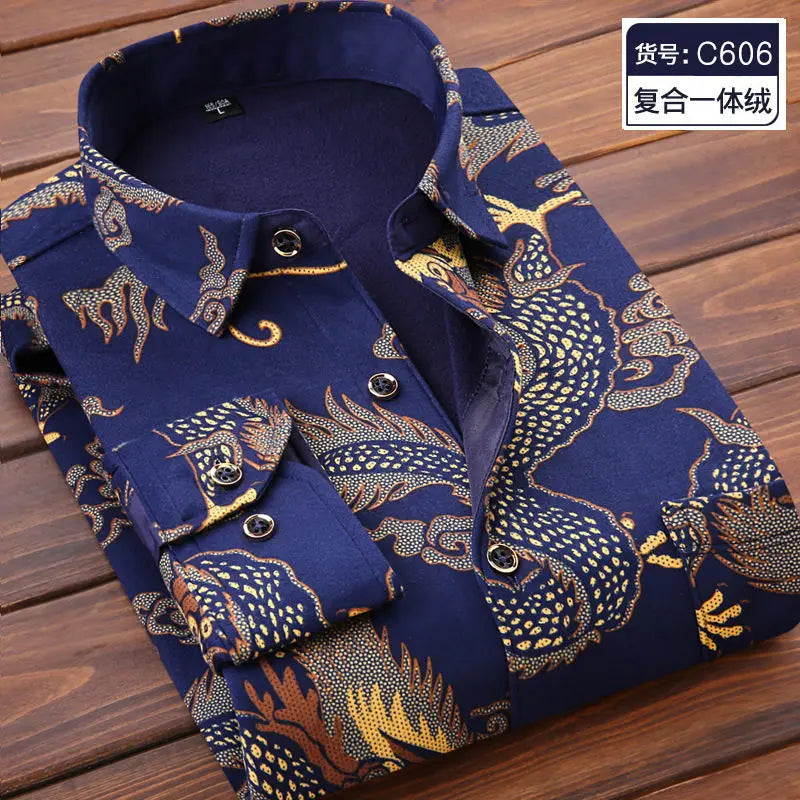 Autumn and Winter Men's Long-sleeved Fleece Shirt Thermal Shirt Plaid Jacket Clothes Men's Clothing Streetwear Men Shirts