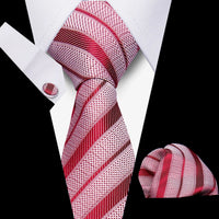 Tie Men Business Necktie Set Classic Plaid Cufflinks Handkerchief For Suit Wedding High Quality 3pcs Ties Sets Formal Gravata