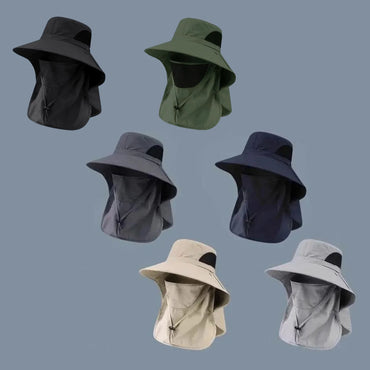 Outdoor Sun Fishing Hat with Neck Cover Breathable UV Protection Wide Brim for Hiking Beach Summer Adults