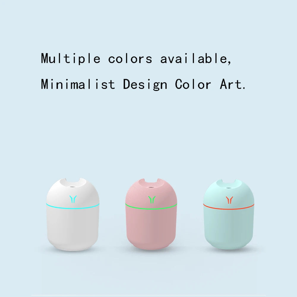 250ML USB Mini Air Humidifier Aroma Essential Oil Diffuser For Home Car Ultrasonic Mute Mist Maker Diffuser with LED Color Lamp