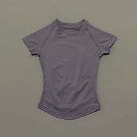 HISTELLO Sport Short Sleeve Top Women Gym Yoga Top Workout Clothes Sports T Shirt Fitness Activewear Running Tight Tops