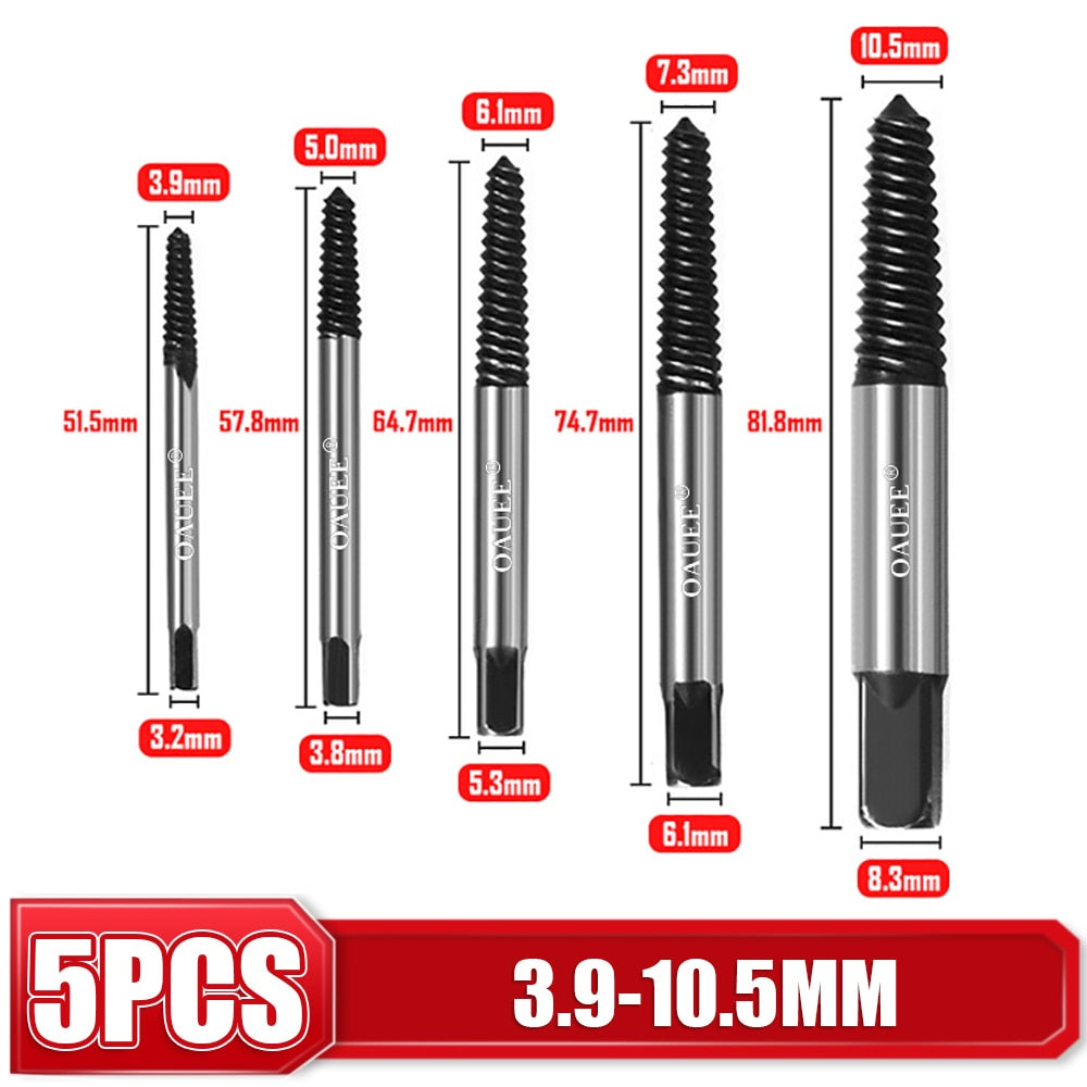 5pcs Hex Screw Extractors Tool Center Drill Bits Guide Set Damaged Bolt Remover Removal Tools Speed Easy Out Set Power Tool