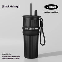 2025 New In Stock Large Capacity Simple And Convenient Straw Insulated Cup Office Coffee Cup Portable Accompanying Car Cup